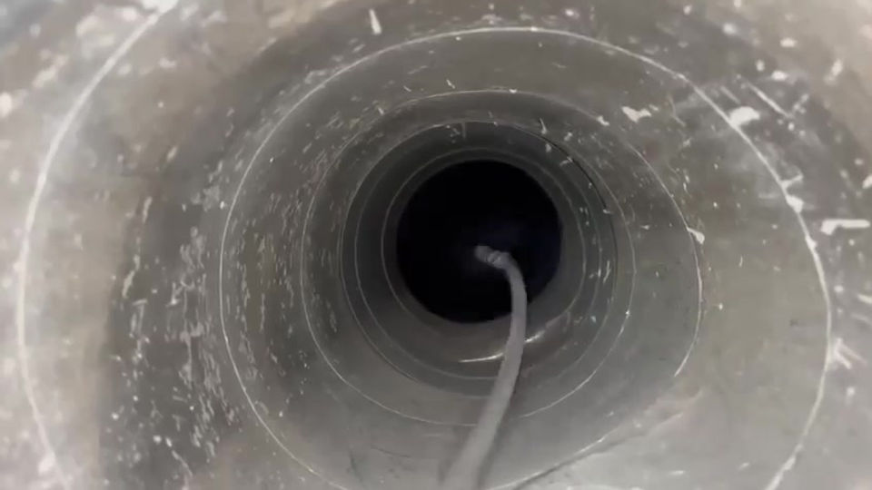 A Snapchat video showcasing the cleaning of intake ductwork in a residential unit.